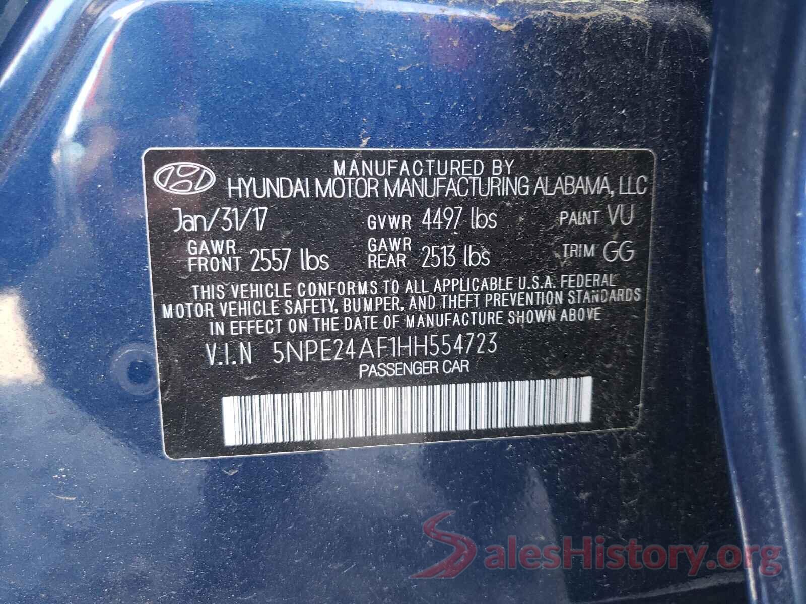 5NPE24AF1HH554723 2017 HYUNDAI SONATA