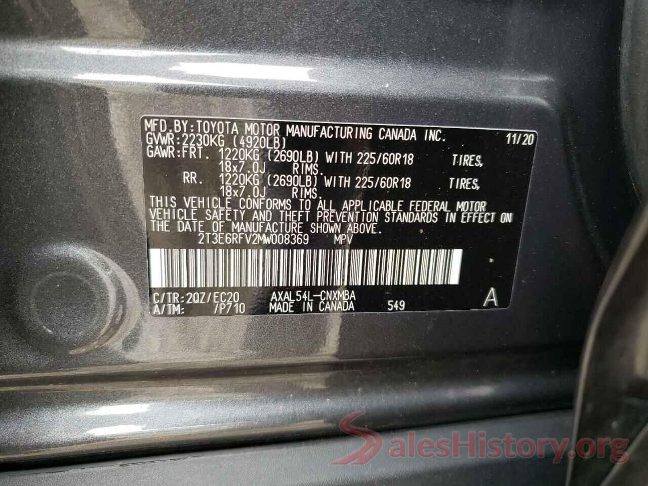 2T3E6RFV2MW008369 2021 TOYOTA RAV4