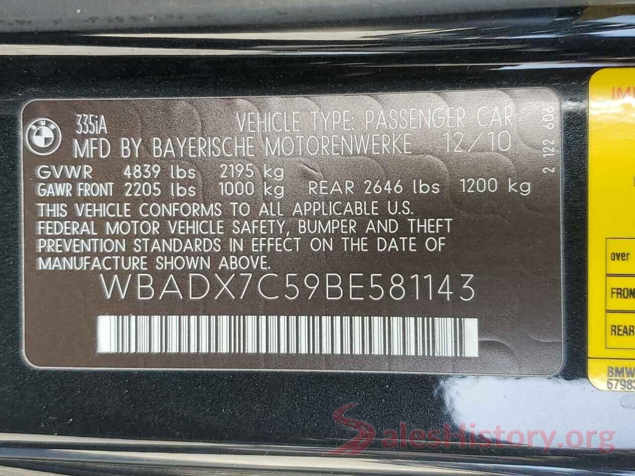 WBADX7C59BE581143 2011 BMW 3 SERIES