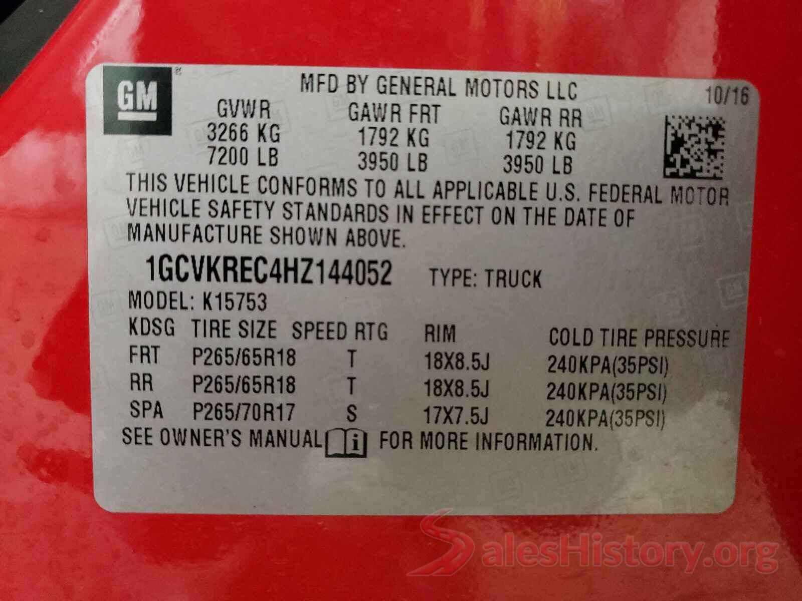 1GCVKREC4HZ144052 2017 CHEVROLET SILVERADO