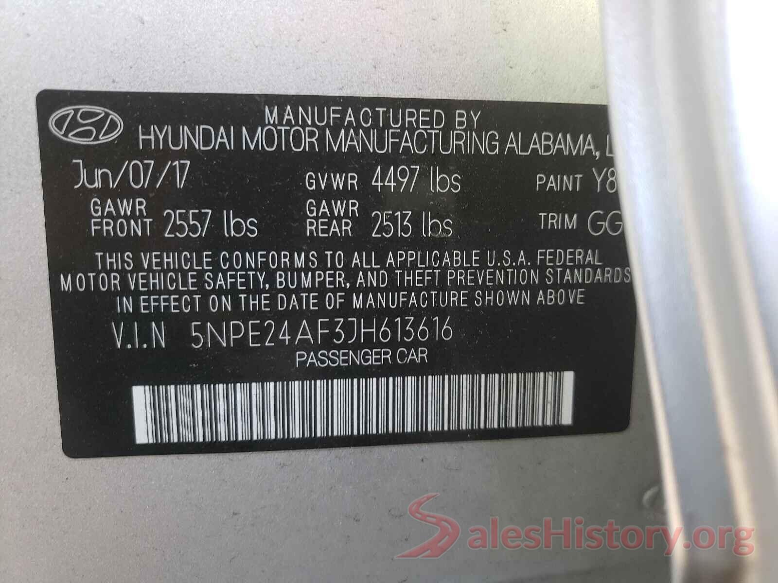 5NPE24AF3JH613616 2018 HYUNDAI SONATA