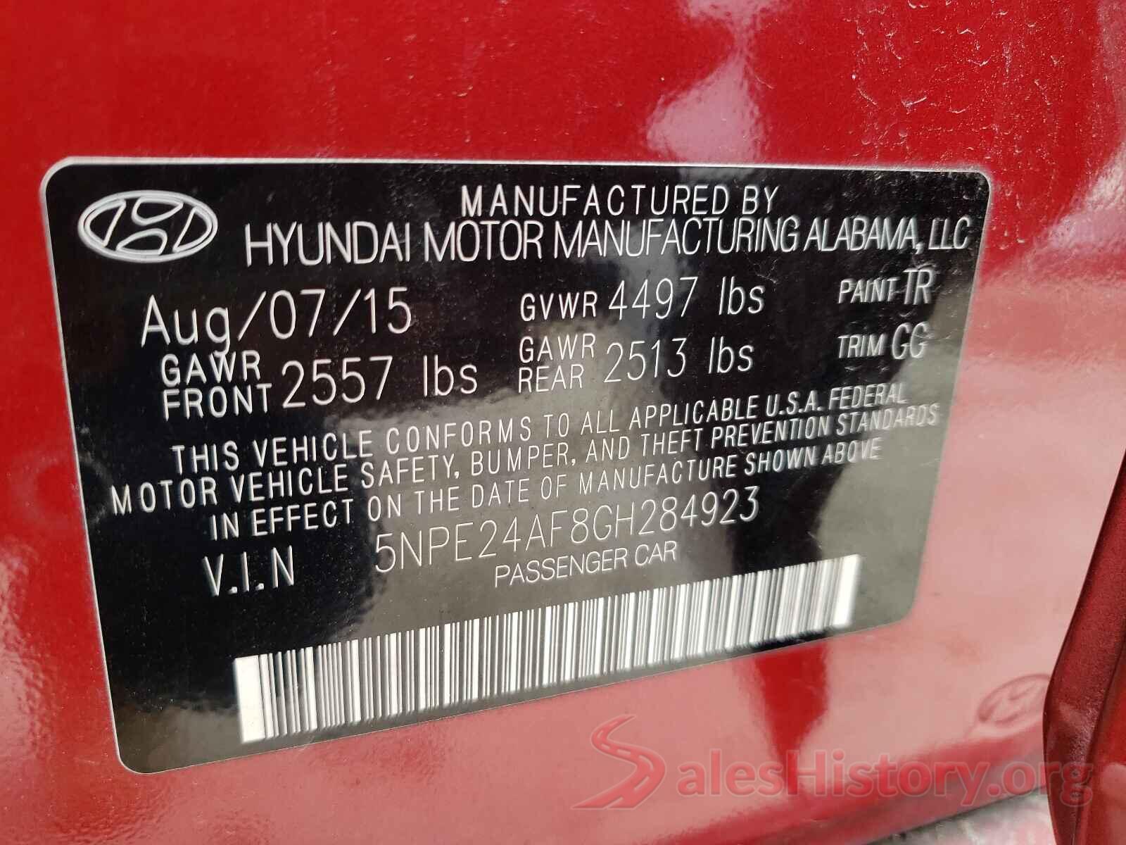 5NPE24AF8GH284923 2016 HYUNDAI SONATA