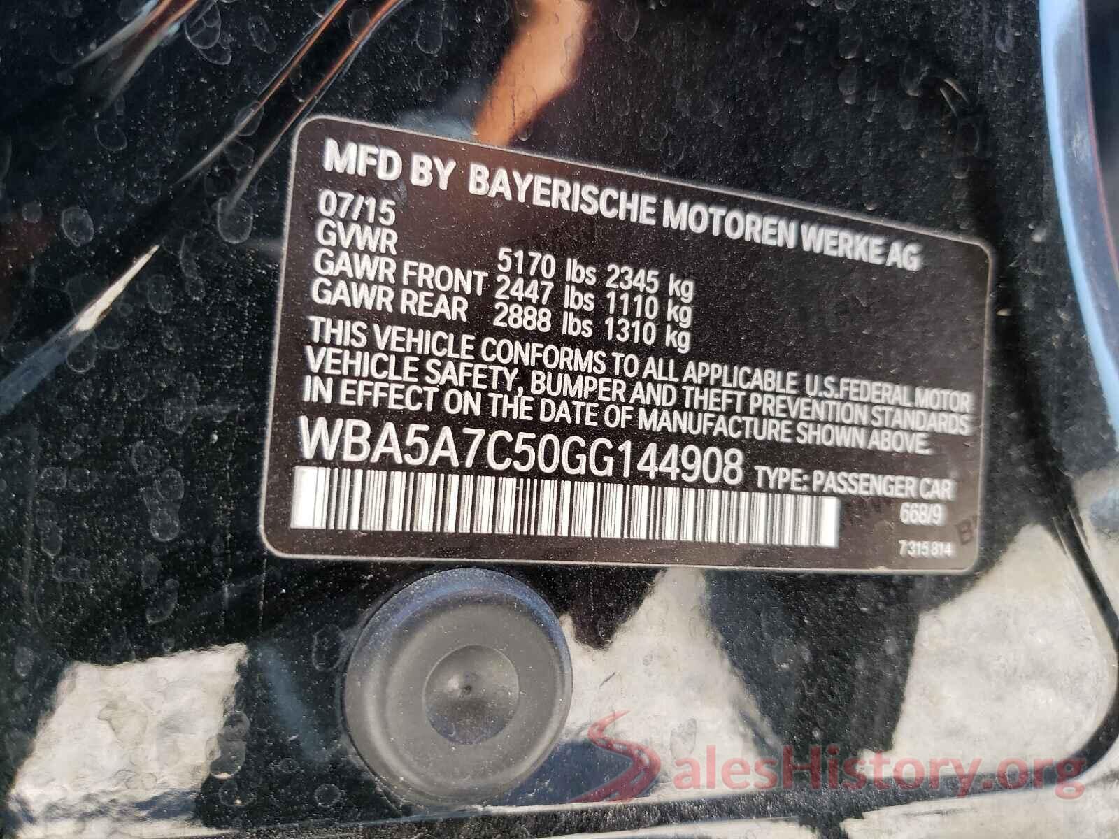 WBA5A7C50GG144908 2016 BMW 5 SERIES