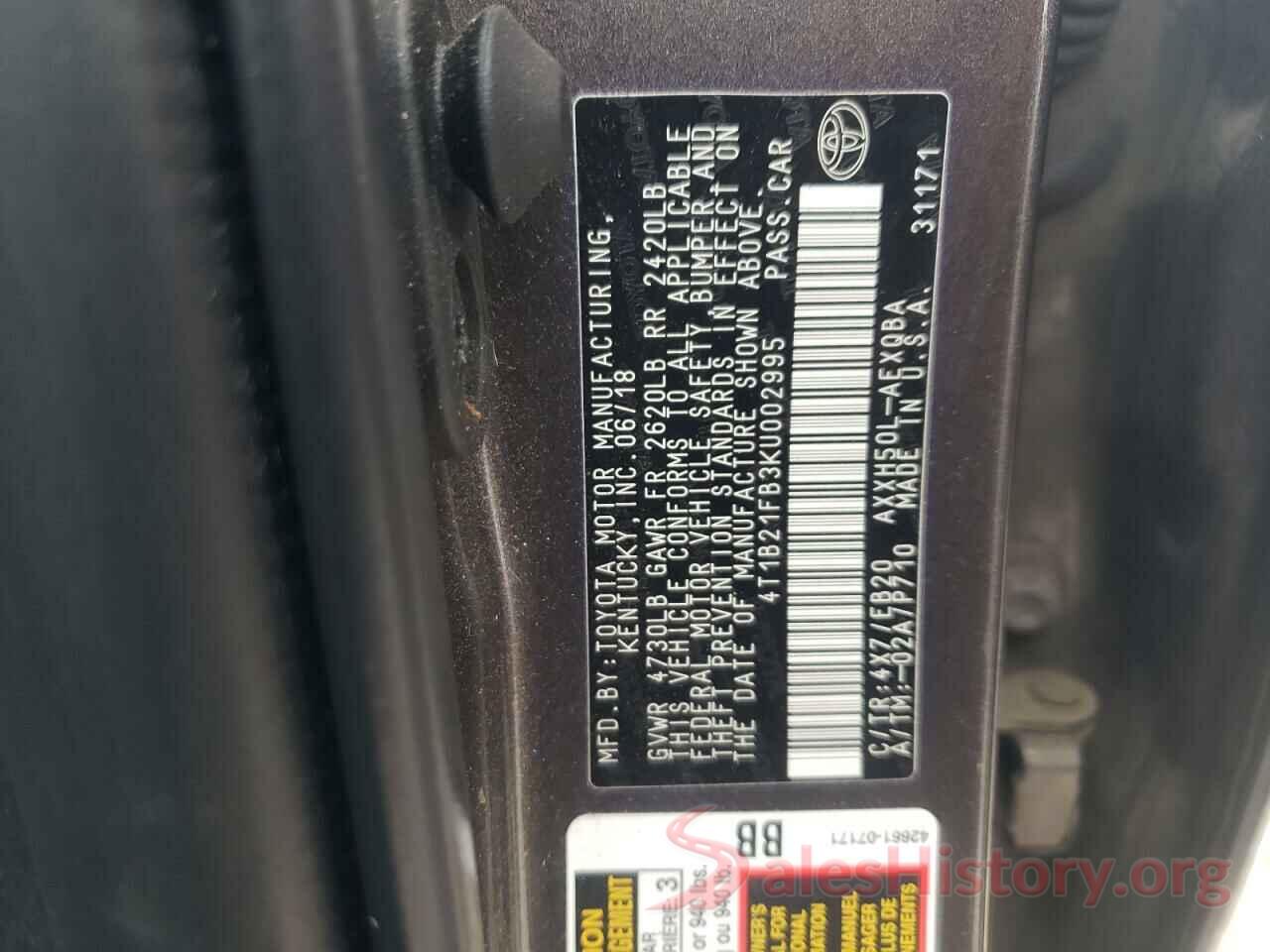 4T1B21FB3KU002995 2019 TOYOTA AVALON