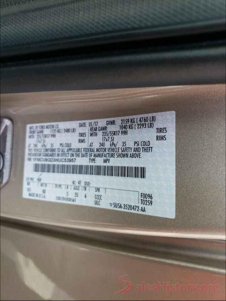 1FMCU9GD3HUC53957 2017 FORD ESCAPE