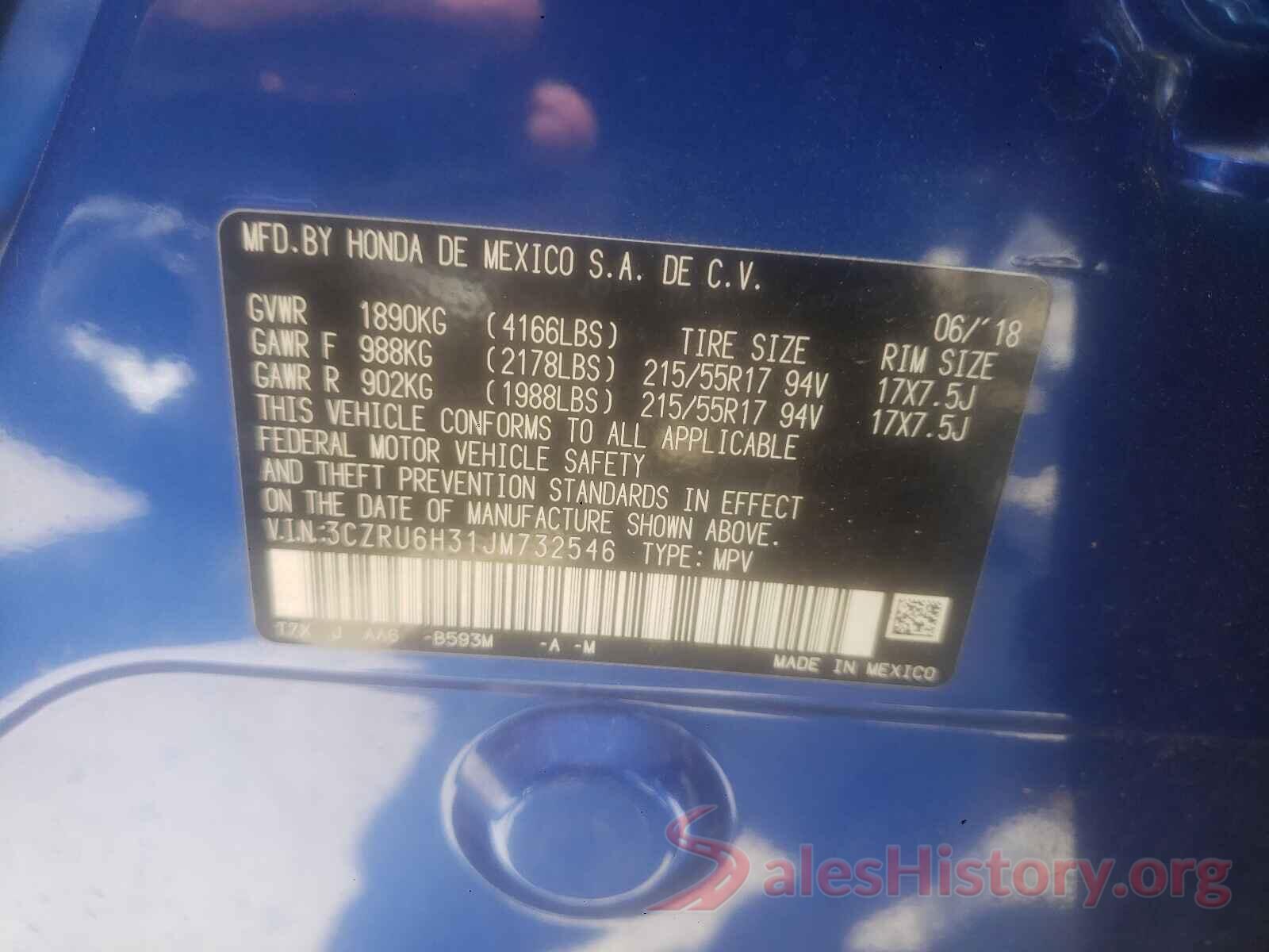 3CZRU6H31JM732546 2018 HONDA HR-V