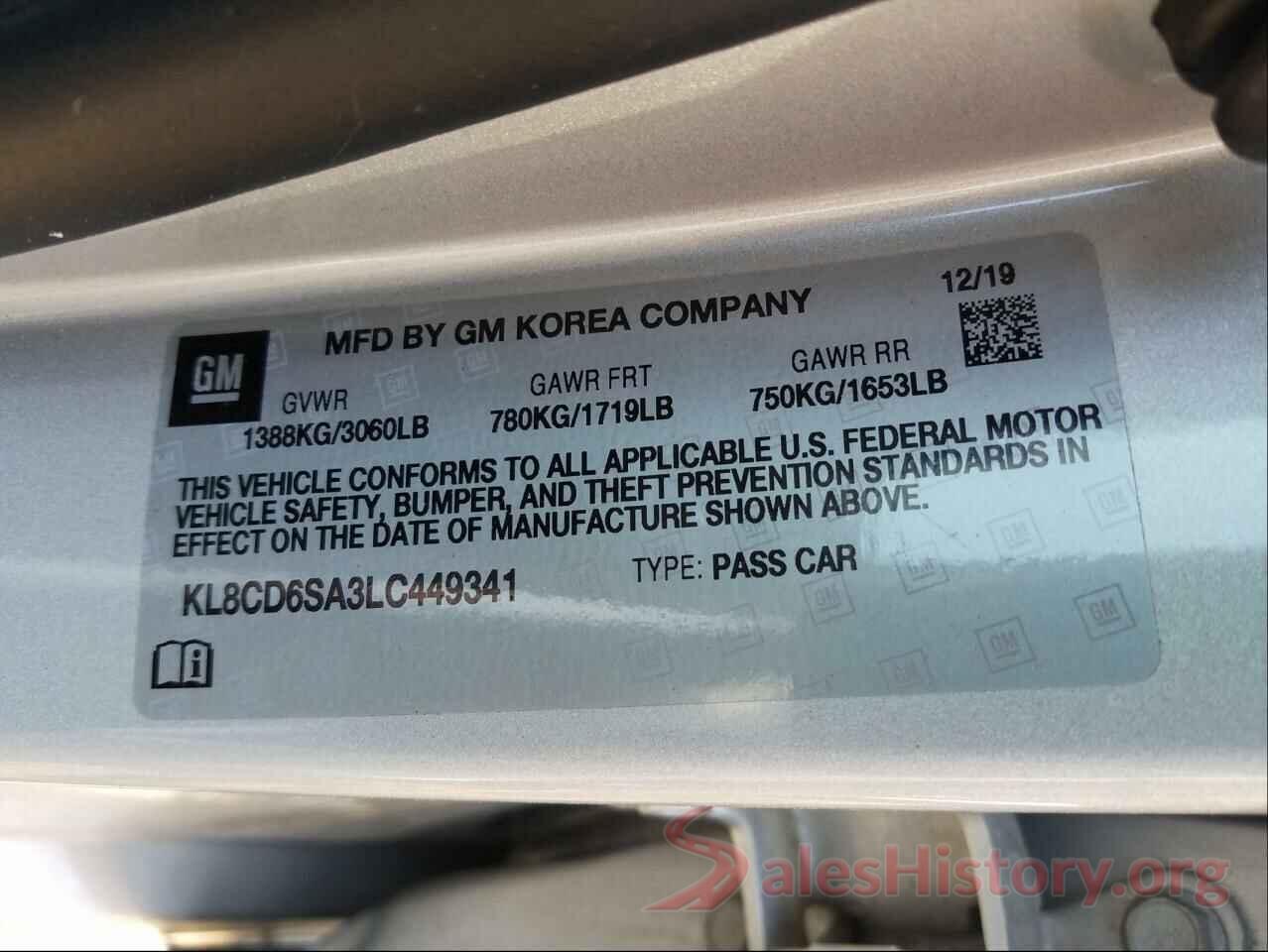 KL8CD6SA3LC449341 2020 CHEVROLET SPARK