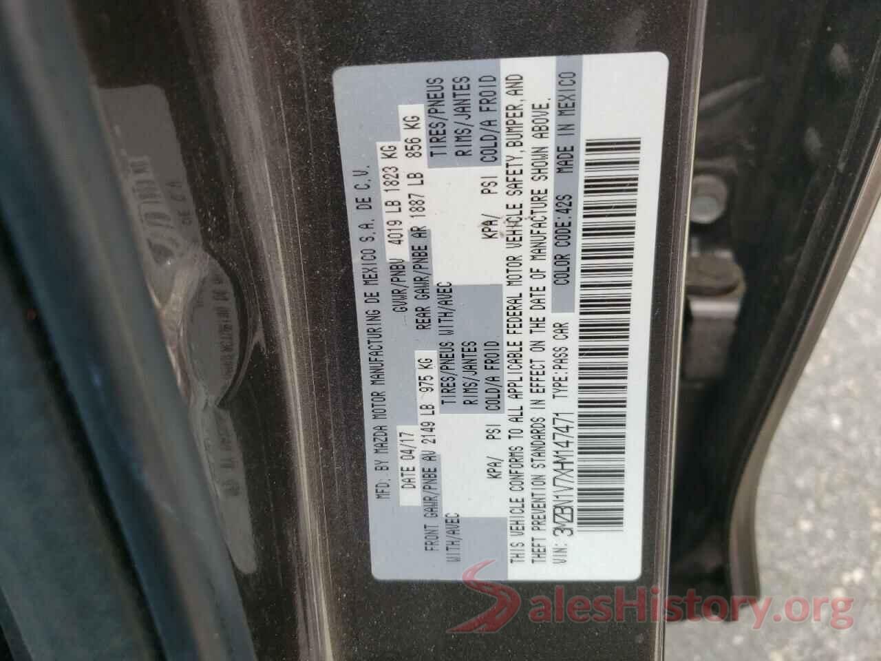 3MZBN1V7XHM147471 2017 MAZDA 3