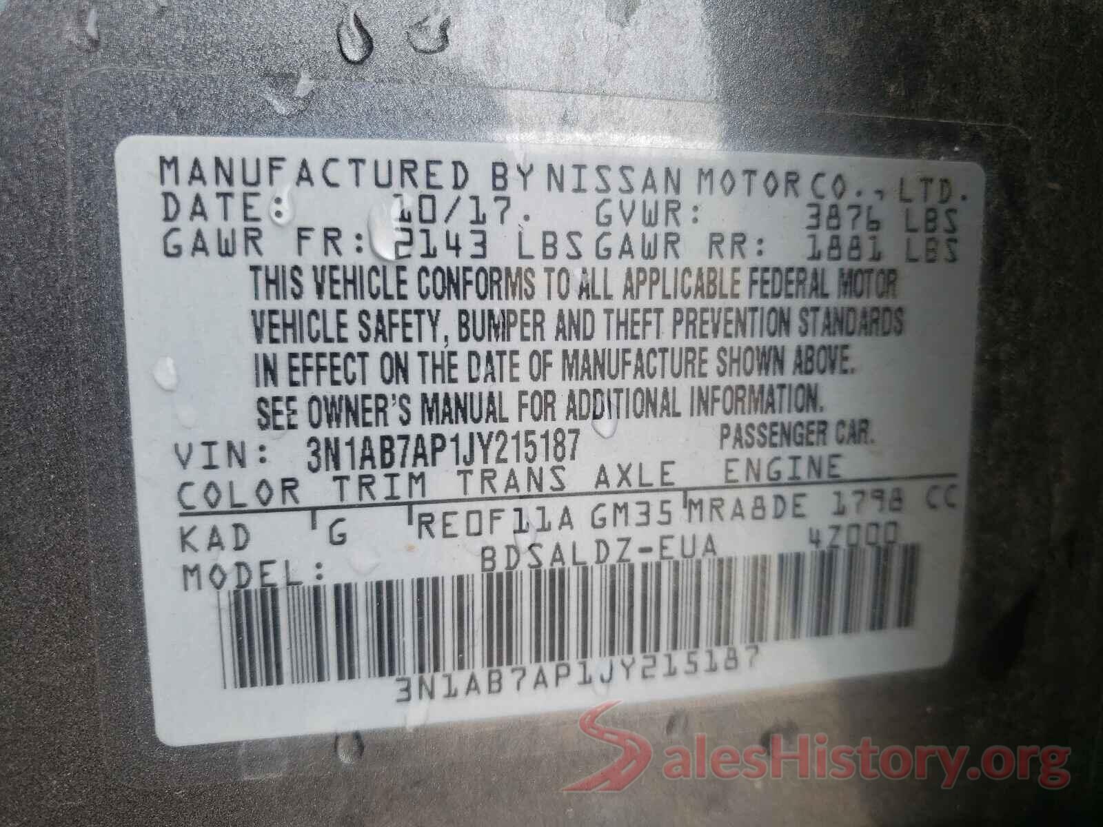 3N1AB7AP1JY215187 2018 NISSAN SENTRA