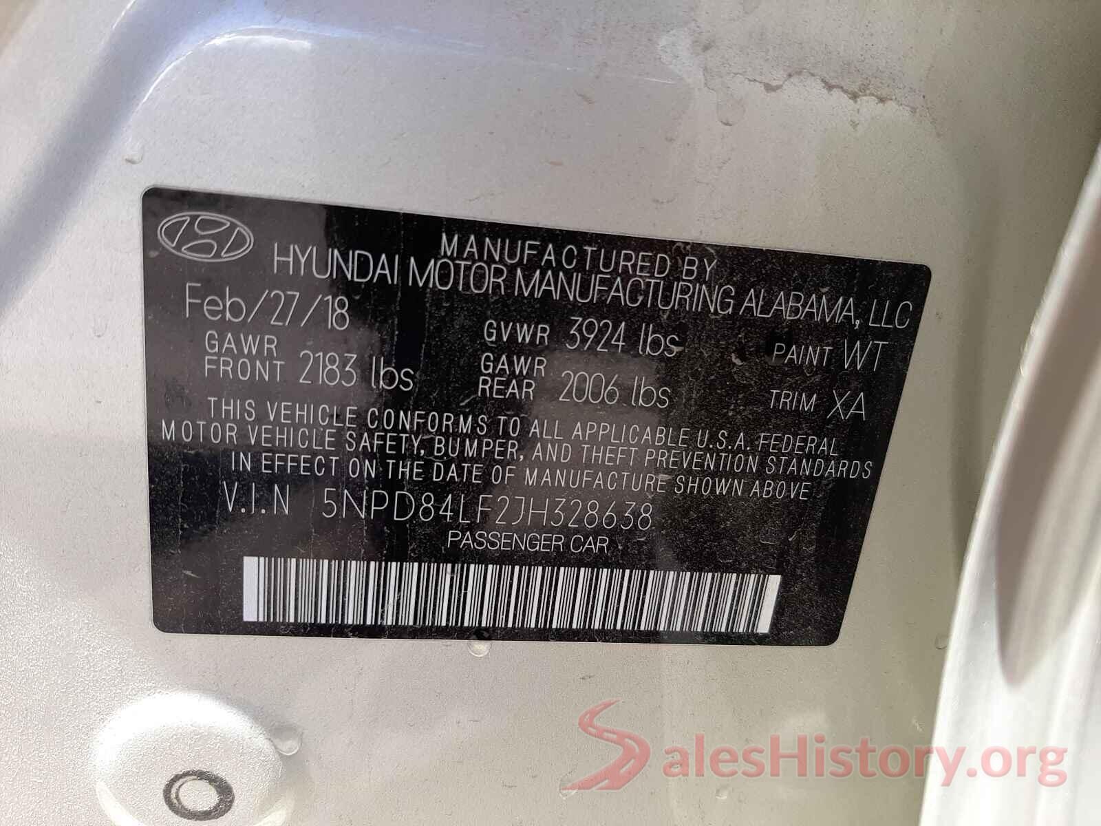 5NPD84LF2JH328638 2018 HYUNDAI ELANTRA