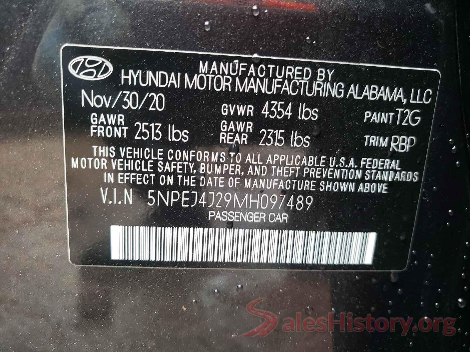 5NPEJ4J29MH097489 2021 HYUNDAI SONATA