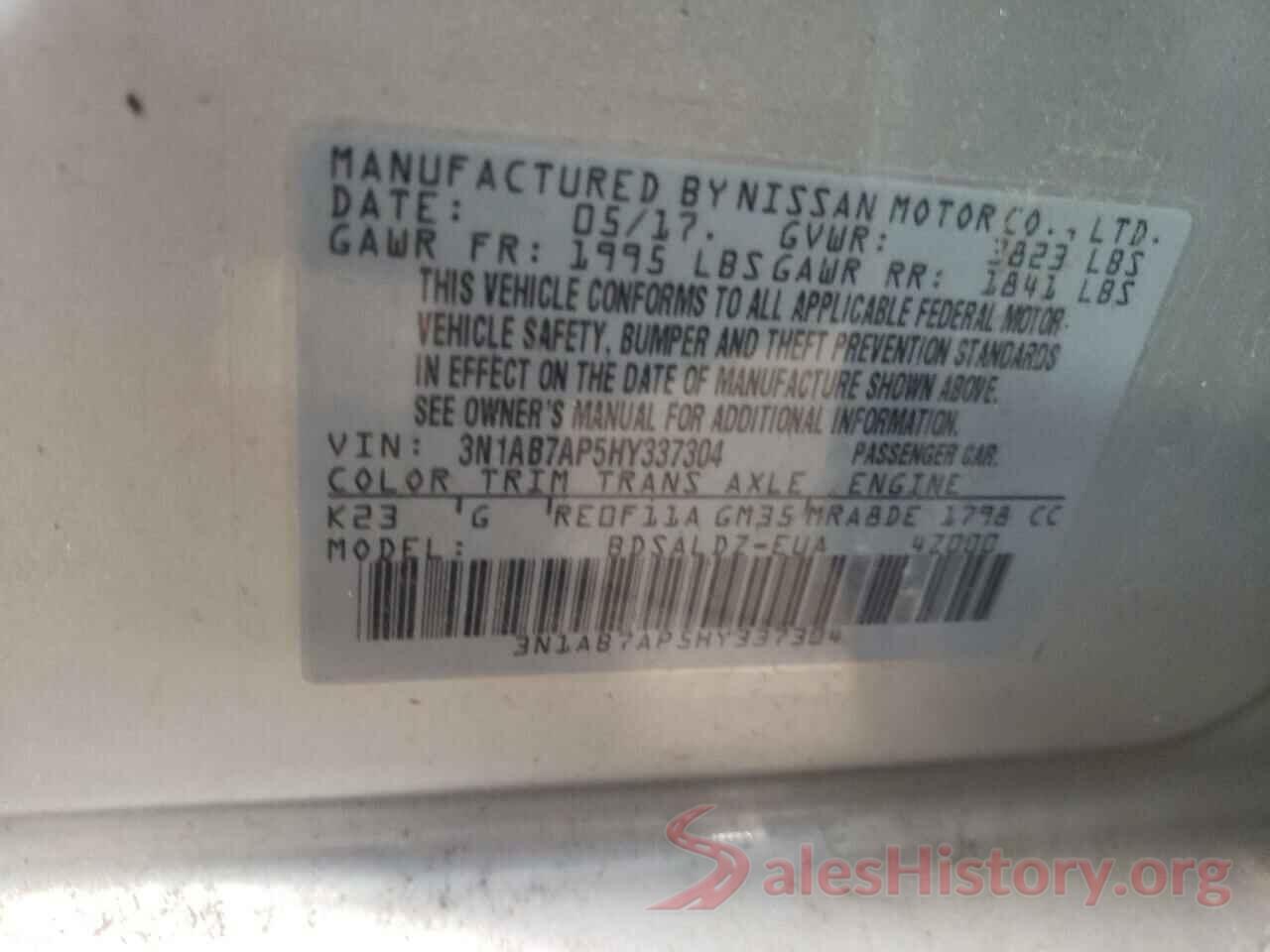 3N1AB7AP5HY337304 2017 NISSAN SENTRA