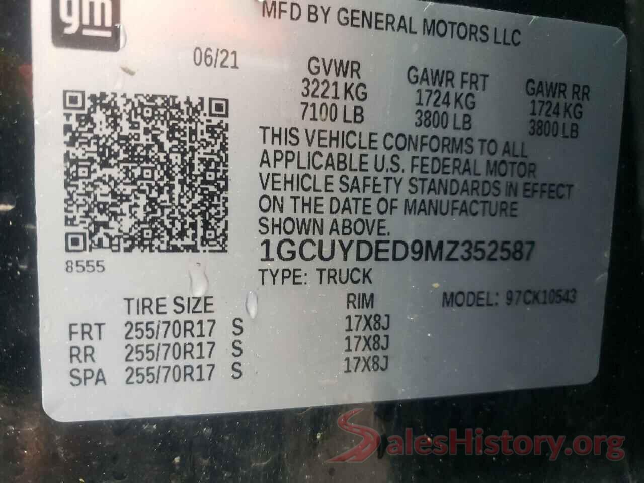 1GCUYDED9MZ352587 2021 CHEVROLET SILVERADO