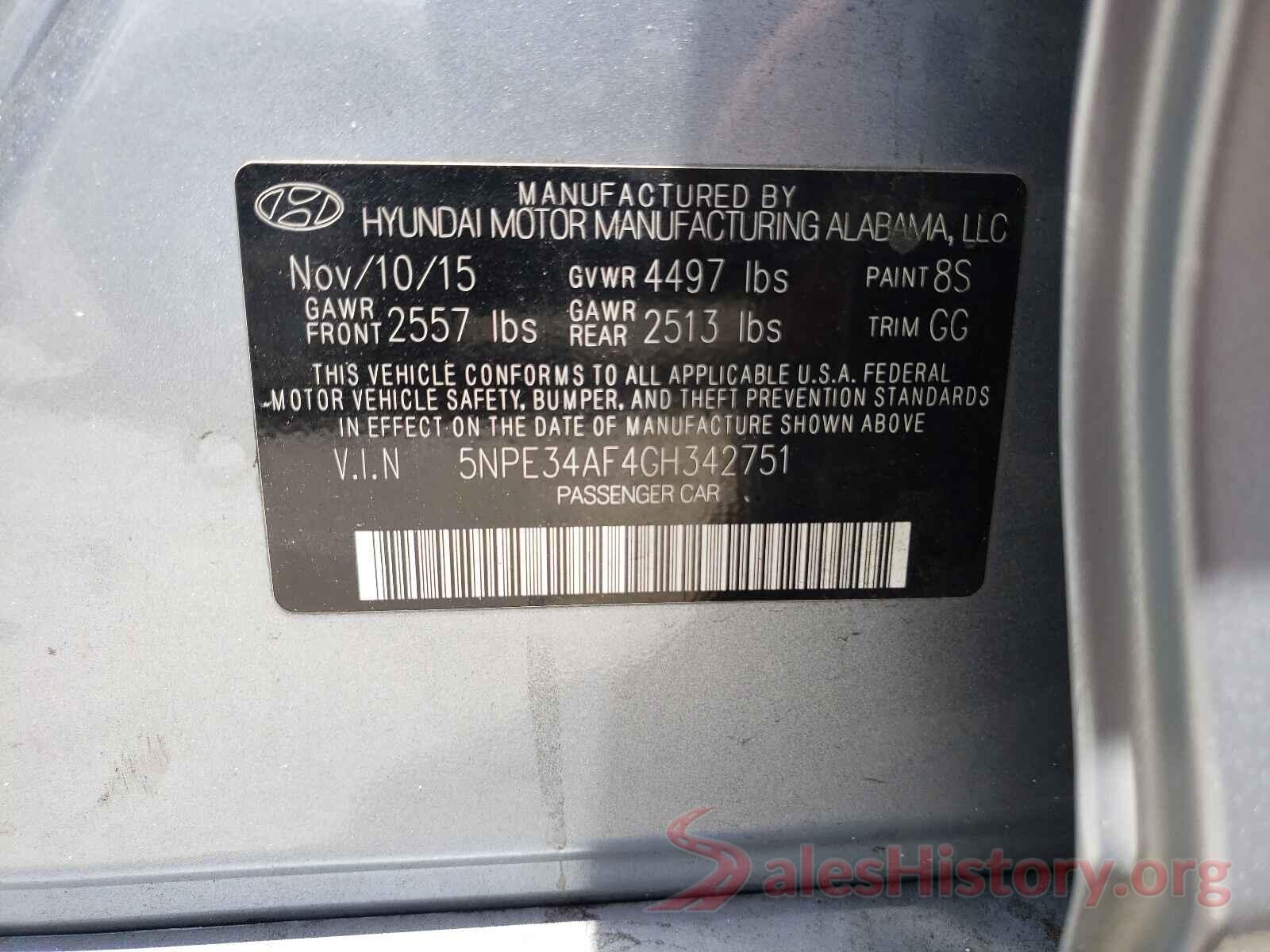 5NPE34AF4GH342751 2016 HYUNDAI SONATA