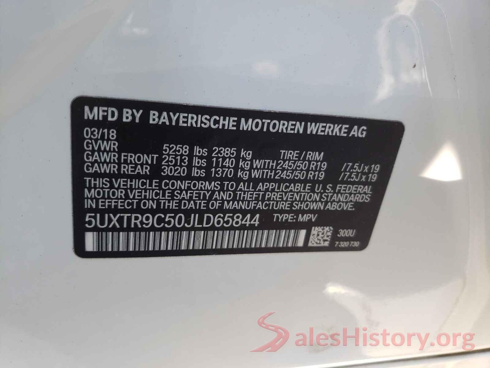 5UXTR9C50JLD65844 2018 BMW X3