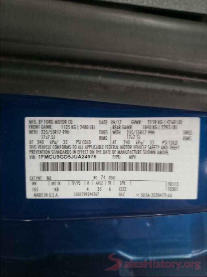 1FMCU9GD5JUA24976 2018 FORD ESCAPE