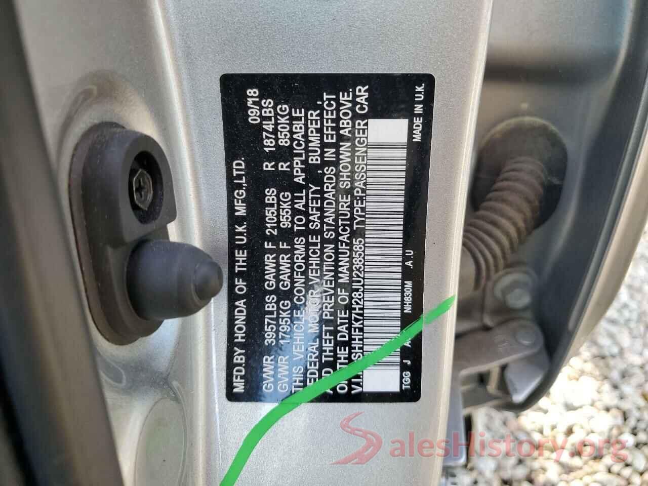 SHHFK7H28JU238585 2018 HONDA CIVIC