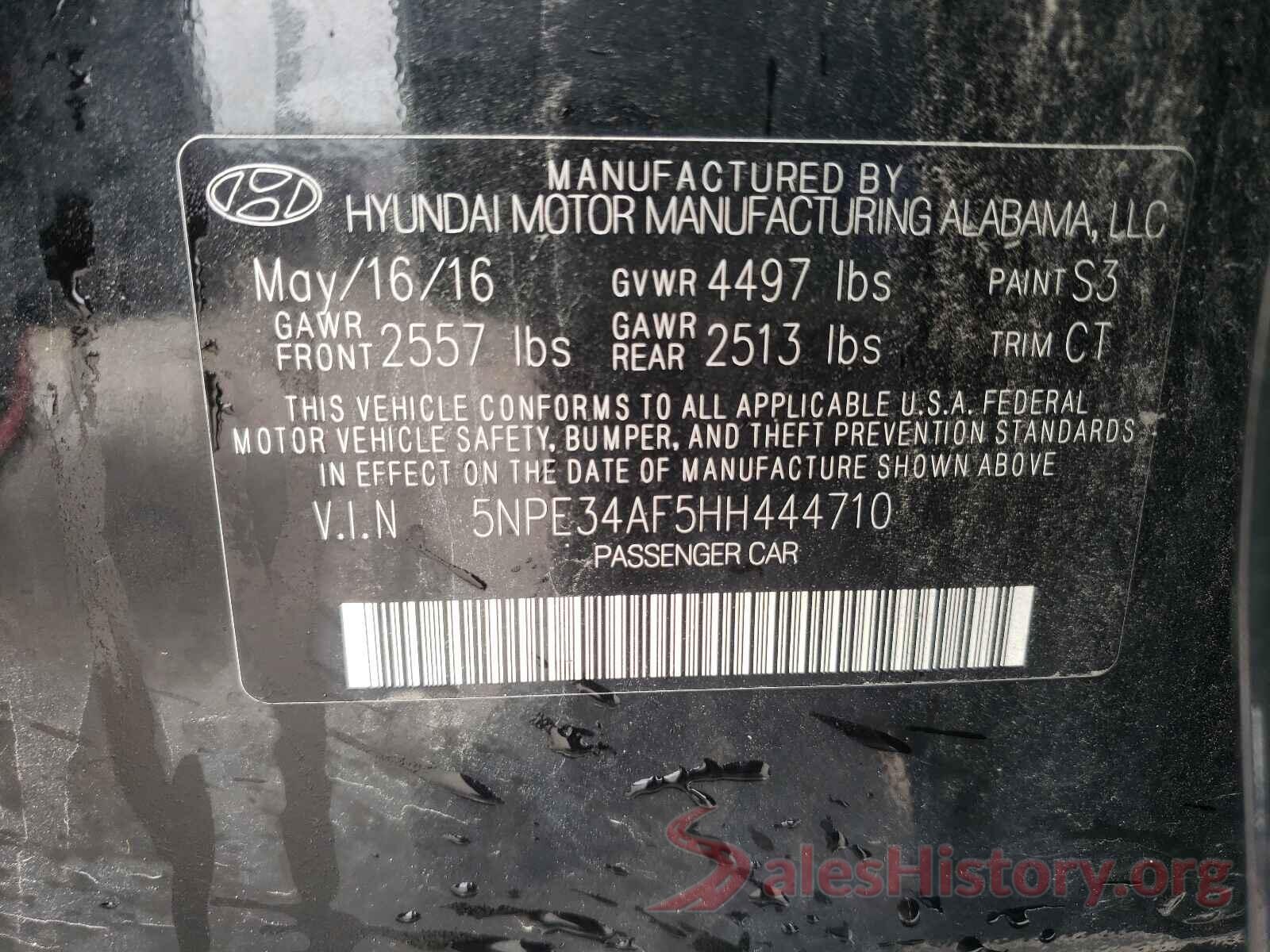 5NPE34AF5HH444710 2017 HYUNDAI SONATA