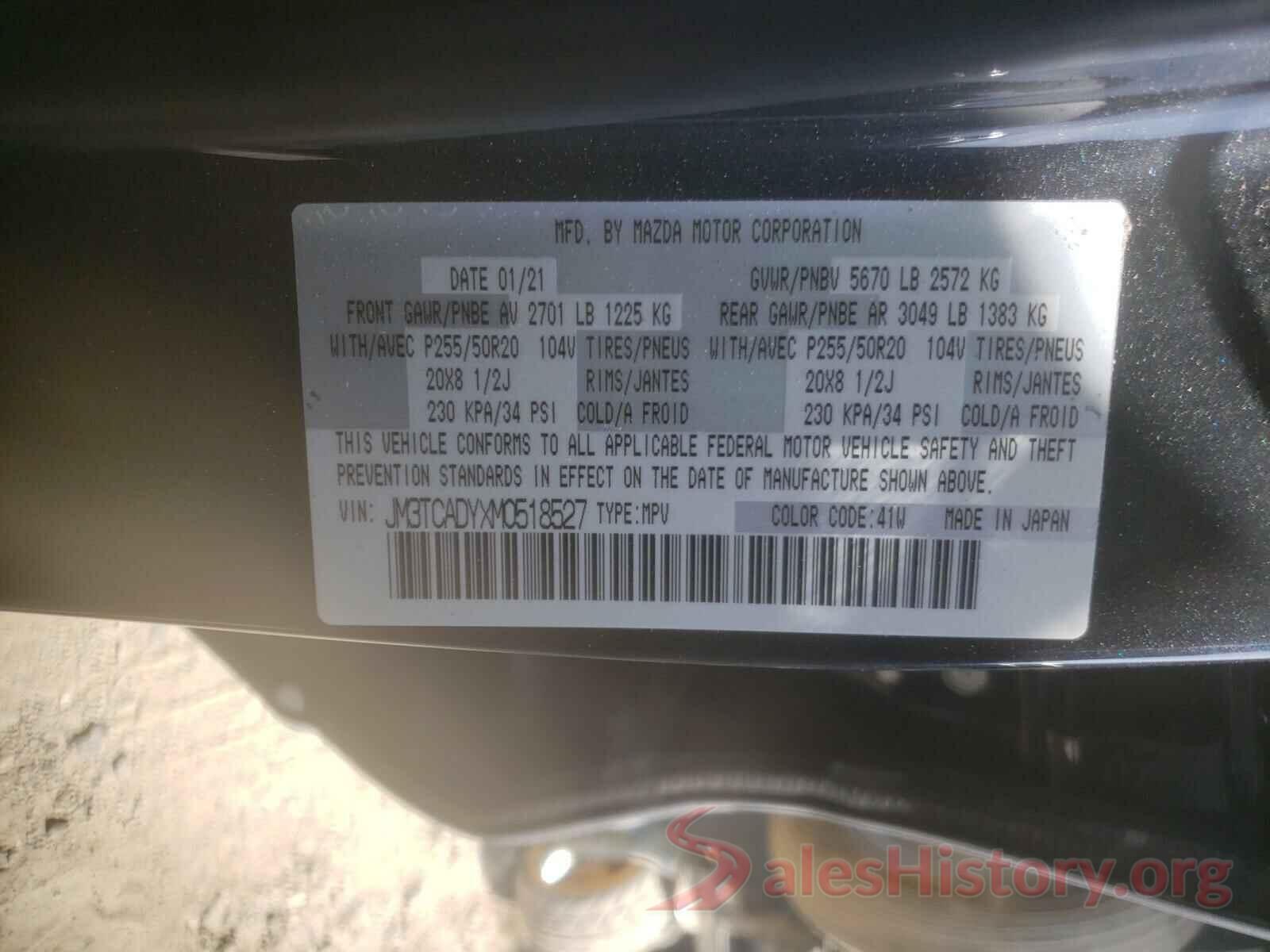 JM3TCADYXM0518527 2021 MAZDA CX-9