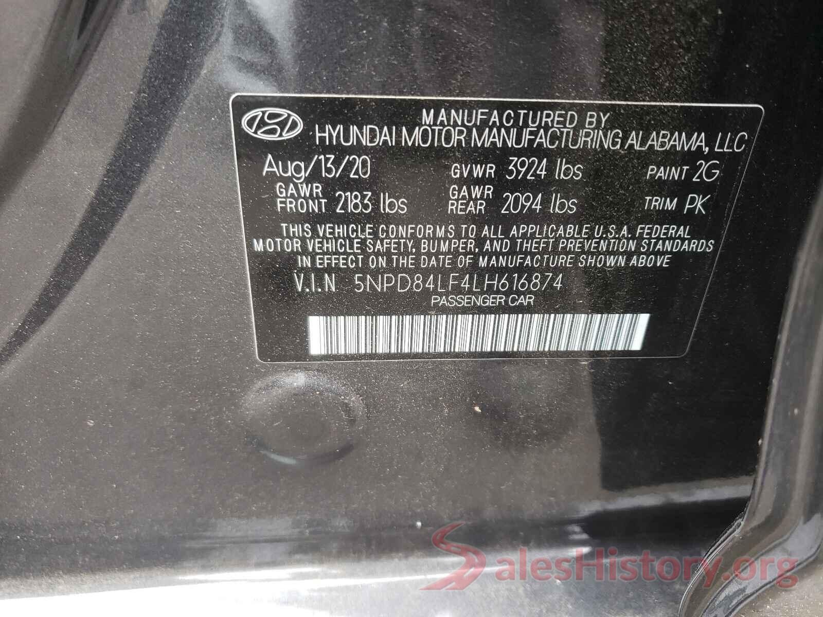 5NPD84LF4LH616874 2020 HYUNDAI ELANTRA