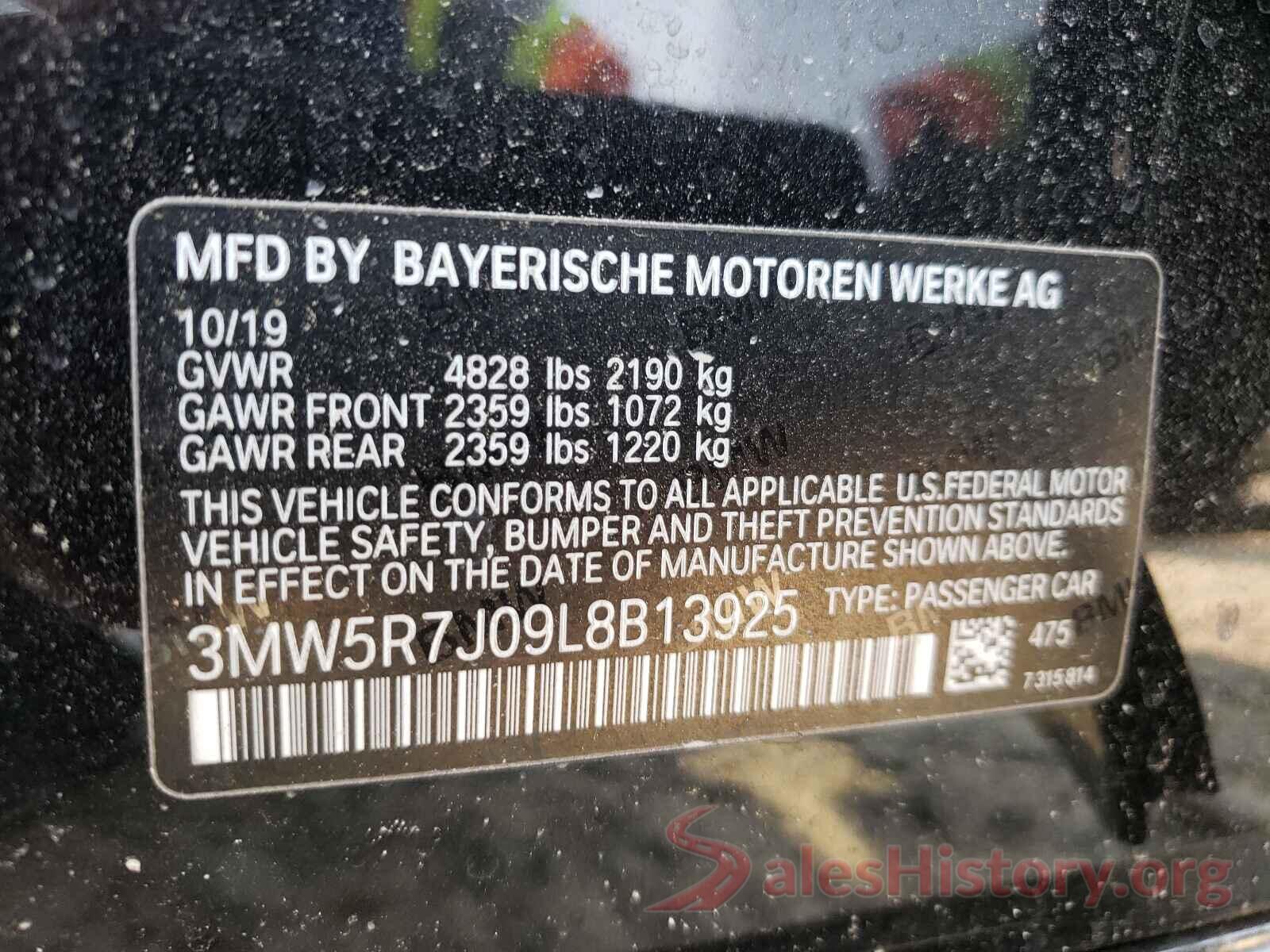 3MW5R7J09L8B13925 2020 BMW 3 SERIES