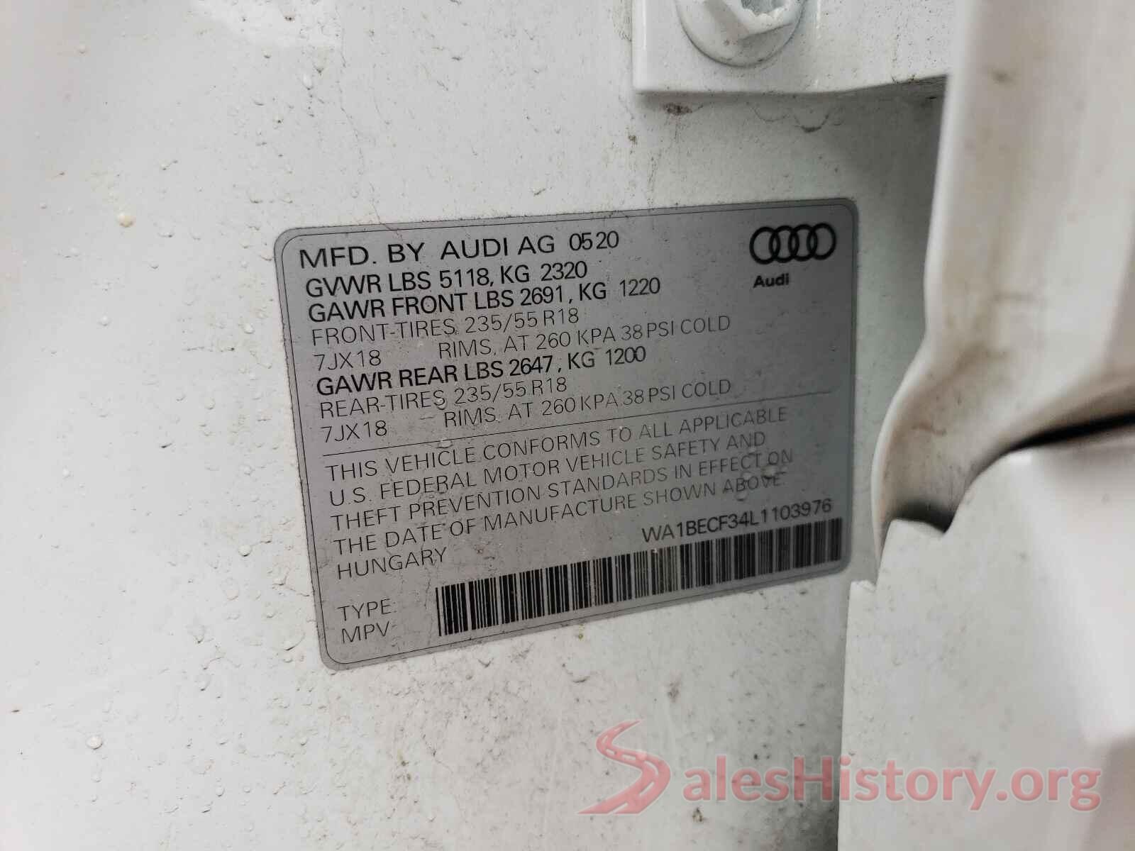 WA1BECF34L1103976 2020 AUDI Q3