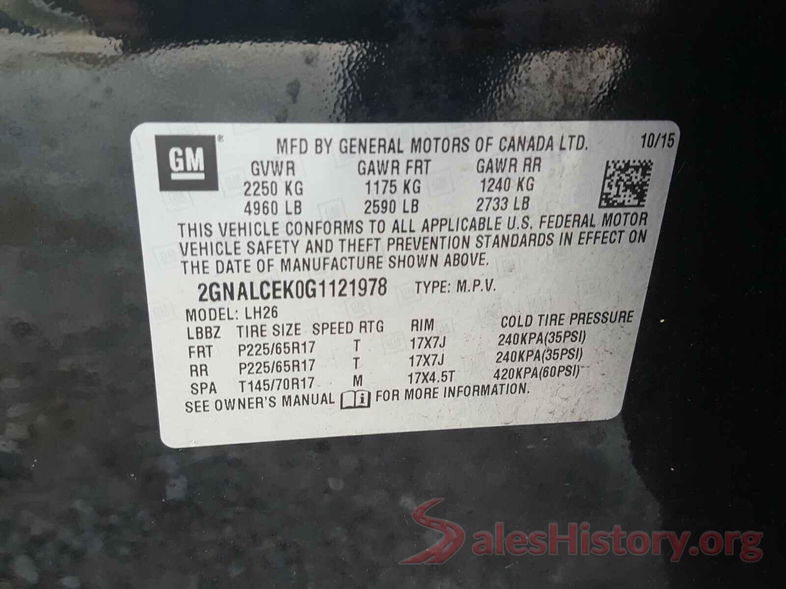 2GNALCEK0G1121978 2016 CHEVROLET EQUINOX