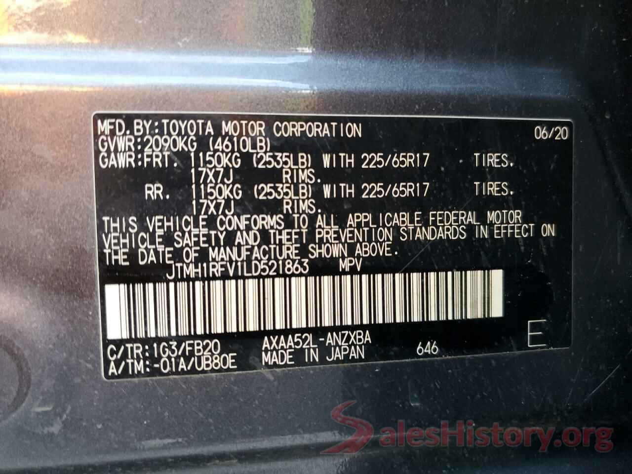 JTMH1RFV1LD521863 2020 TOYOTA RAV4