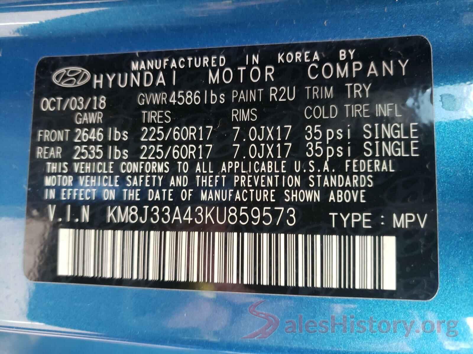 KM8J33A43KU859573 2019 HYUNDAI TUCSON