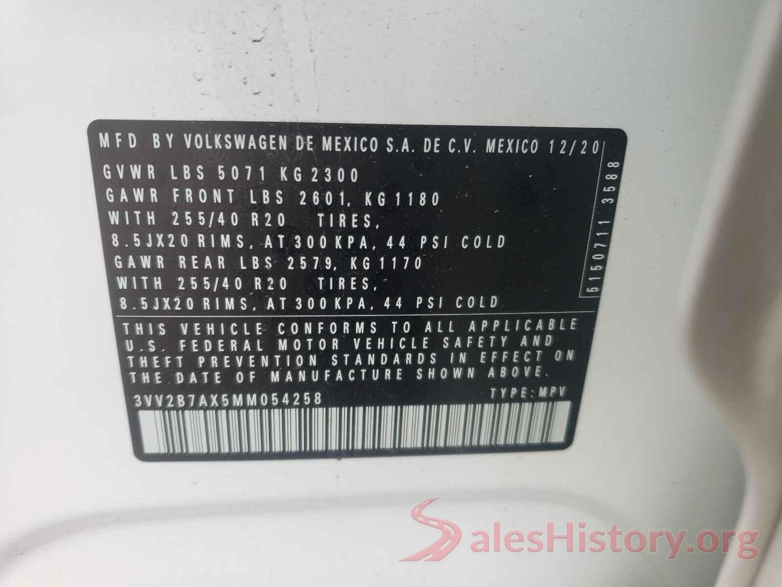 3VV2B7AX5MM054258 2021 VOLKSWAGEN TIGUAN