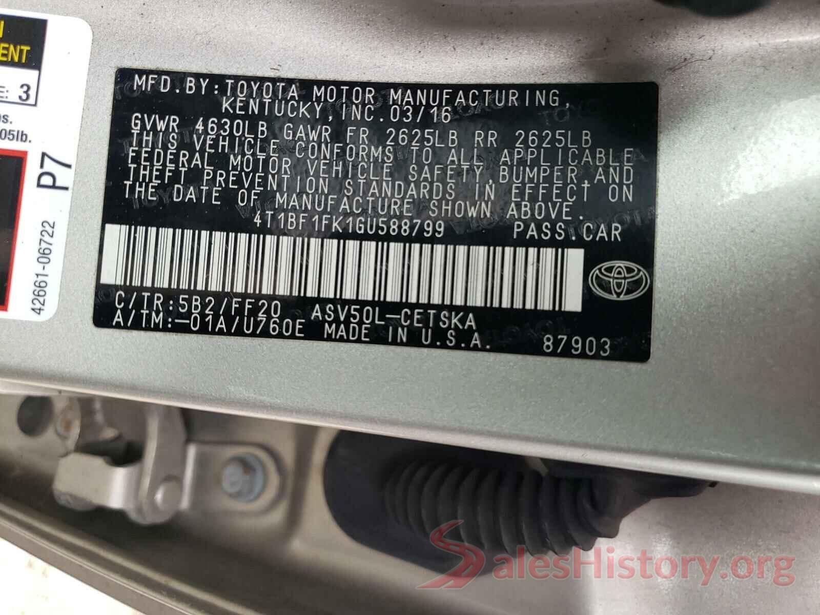 4T1BF1FK1GU588799 2016 TOYOTA CAMRY