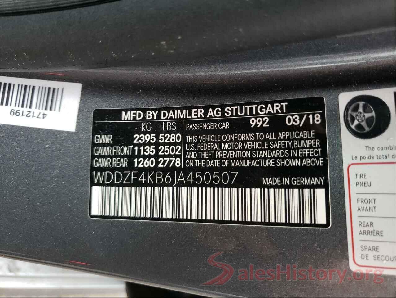 WDDZF4KB6JA450507 2018 MERCEDES-BENZ E CLASS