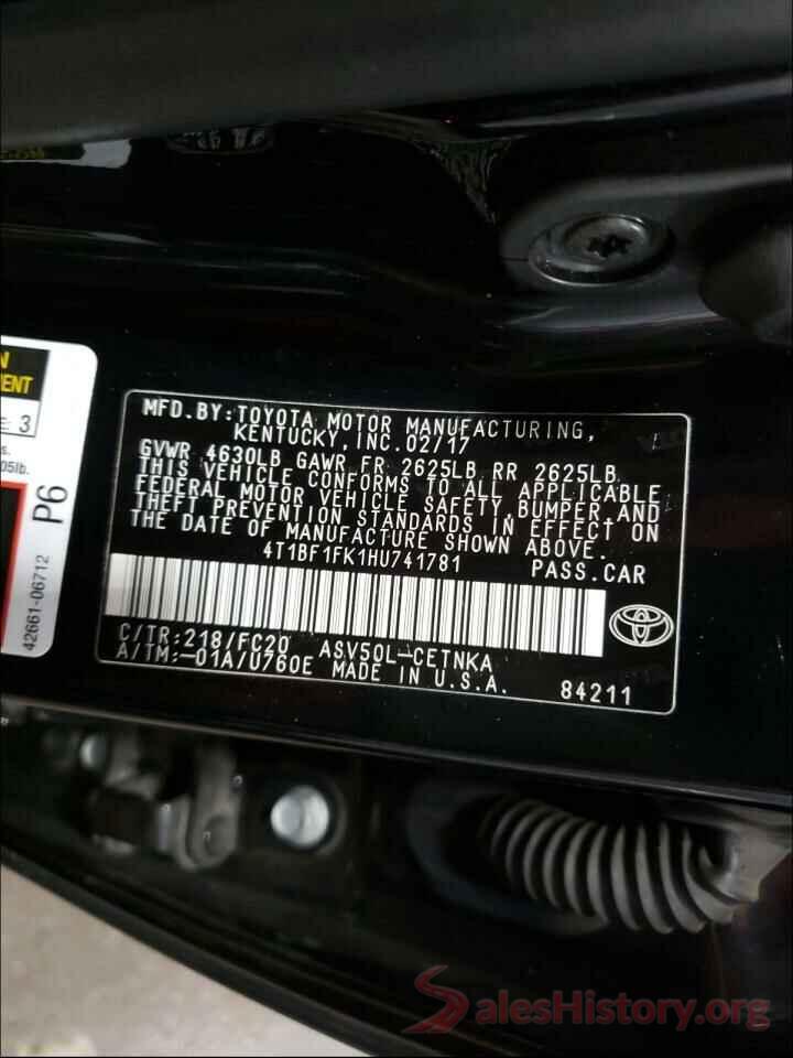 4T1BF1FK1HU741781 2017 TOYOTA CAMRY