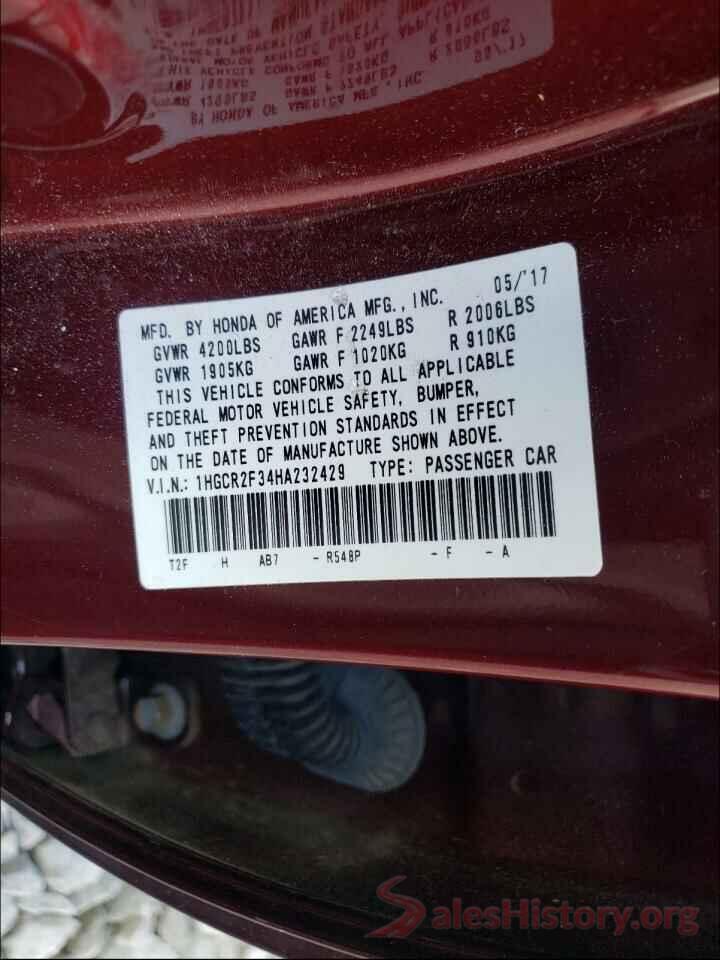 1HGCR2F34HA232429 2017 HONDA ACCORD