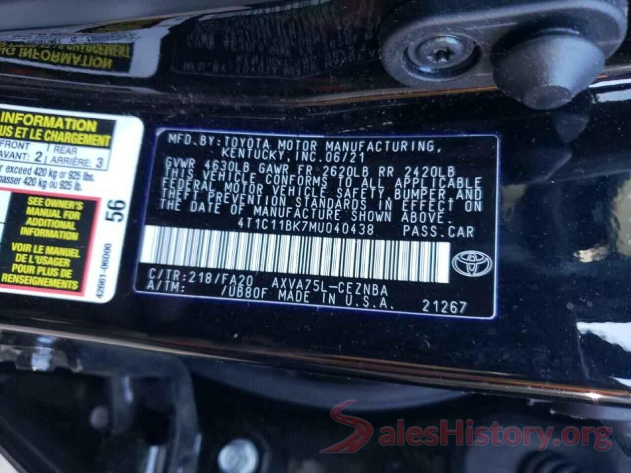 4T1C11BK7MU040438 2021 TOYOTA CAMRY