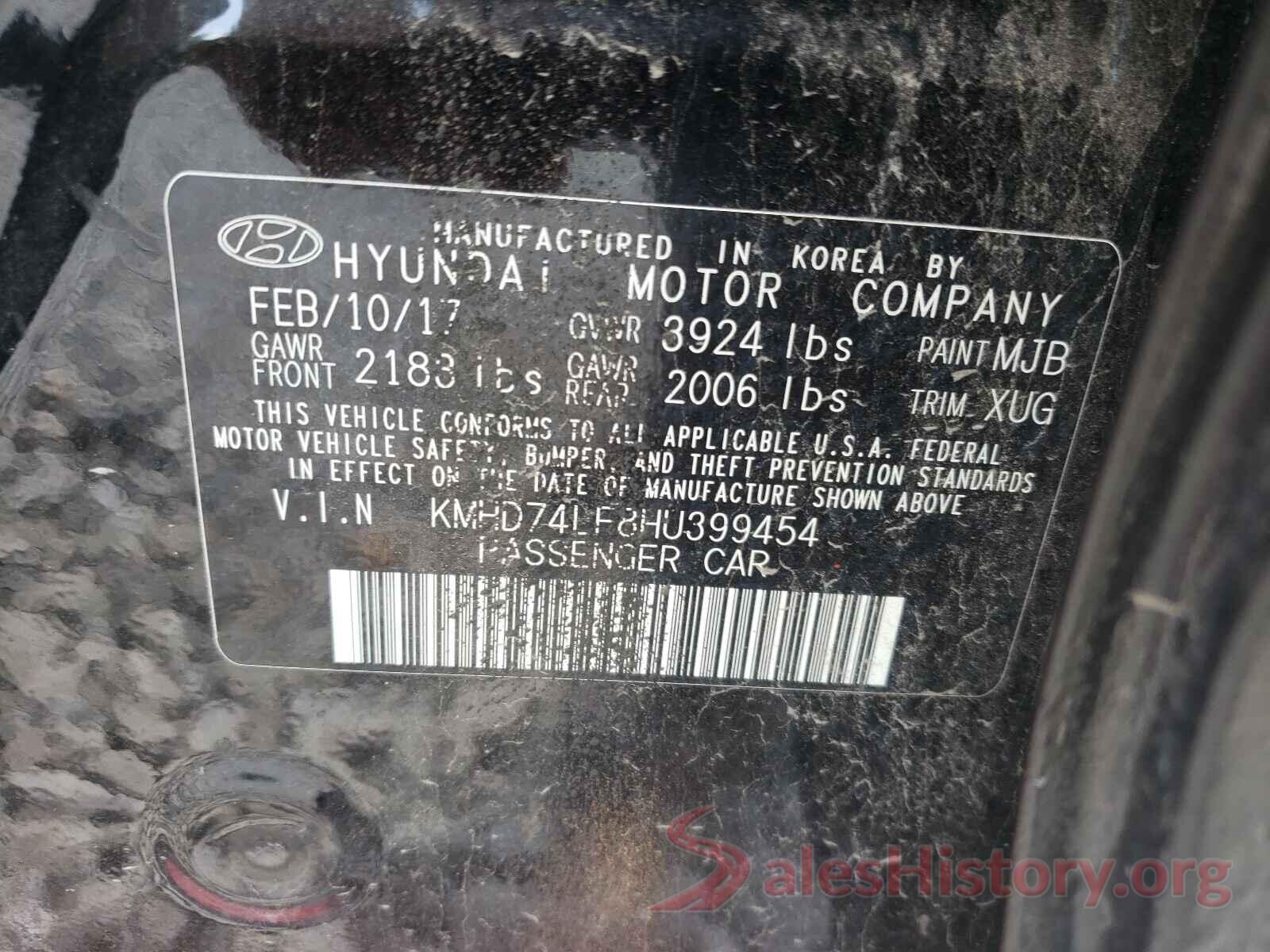 KMHD74LF8HU399454 2017 HYUNDAI ELANTRA