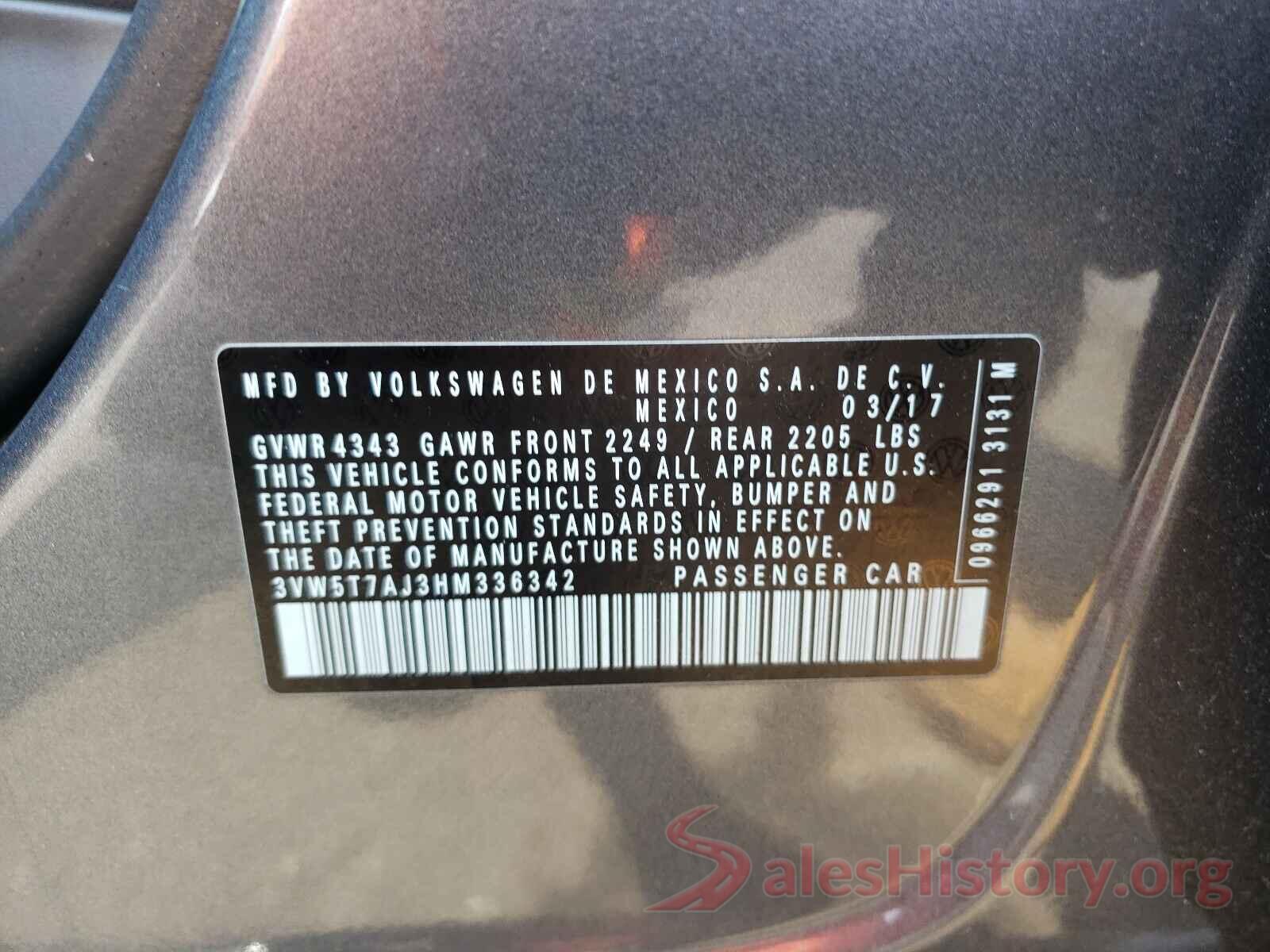 3VW5T7AJ3HM336342 2017 VOLKSWAGEN JETTA