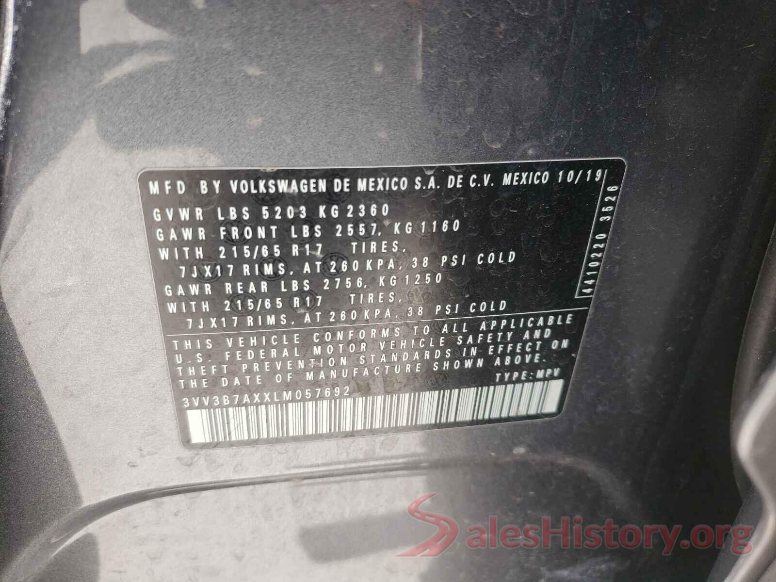 3VV3B7AXXLM057692 2020 VOLKSWAGEN TIGUAN