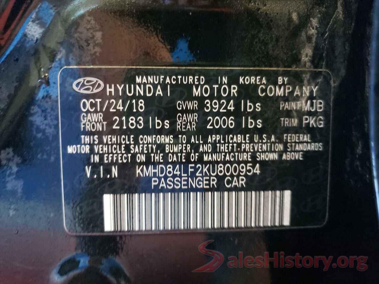 KMHD84LF2KU800954 2019 HYUNDAI ELANTRA