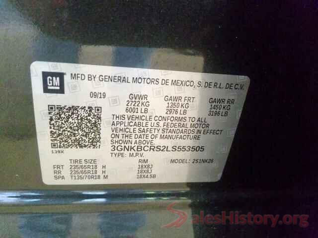 3GNKBCRS2LS553505 2020 CHEVROLET BLAZER 2LT