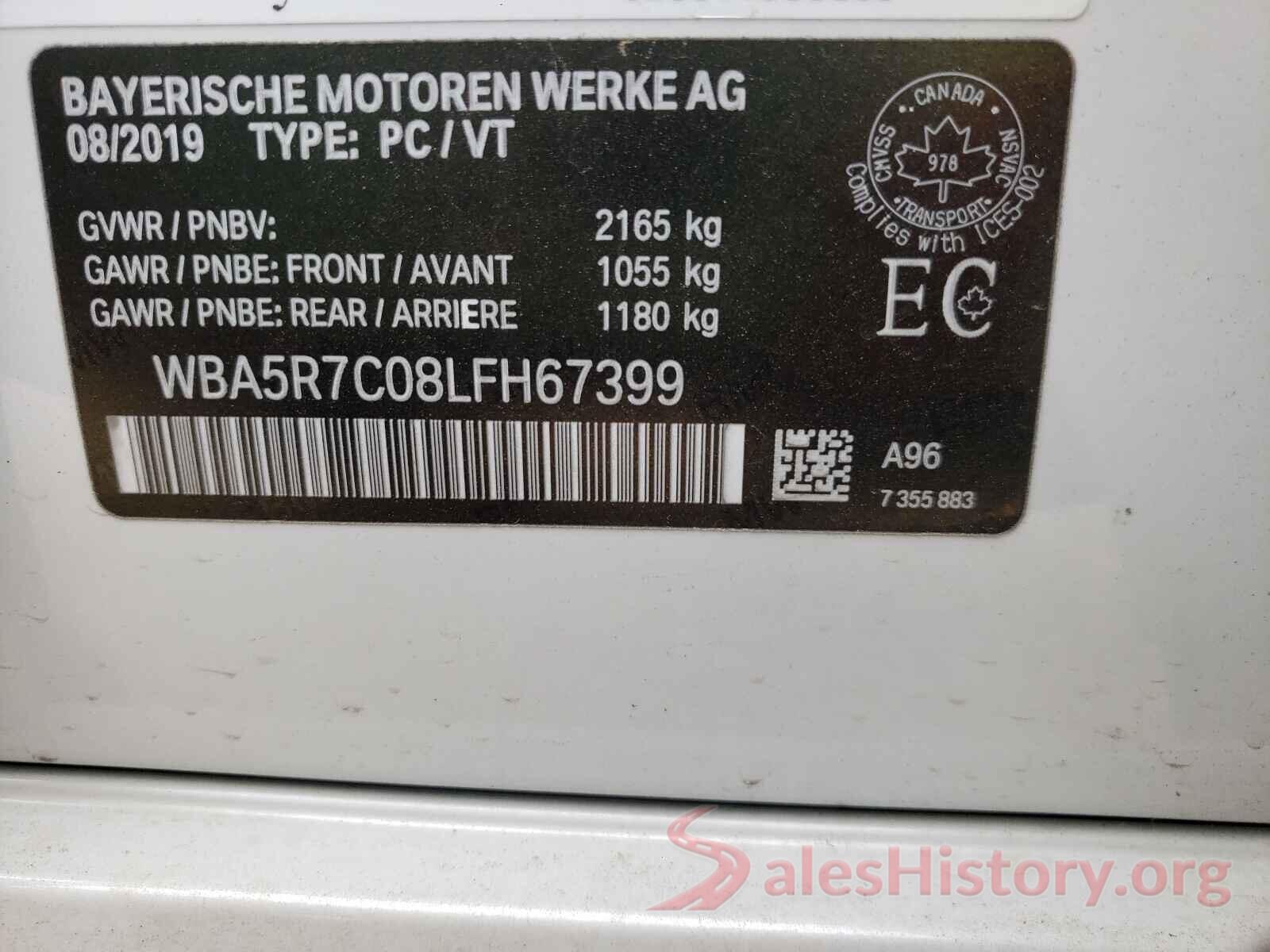 WBA5R7C08LFH67399 2020 BMW 3 SERIES