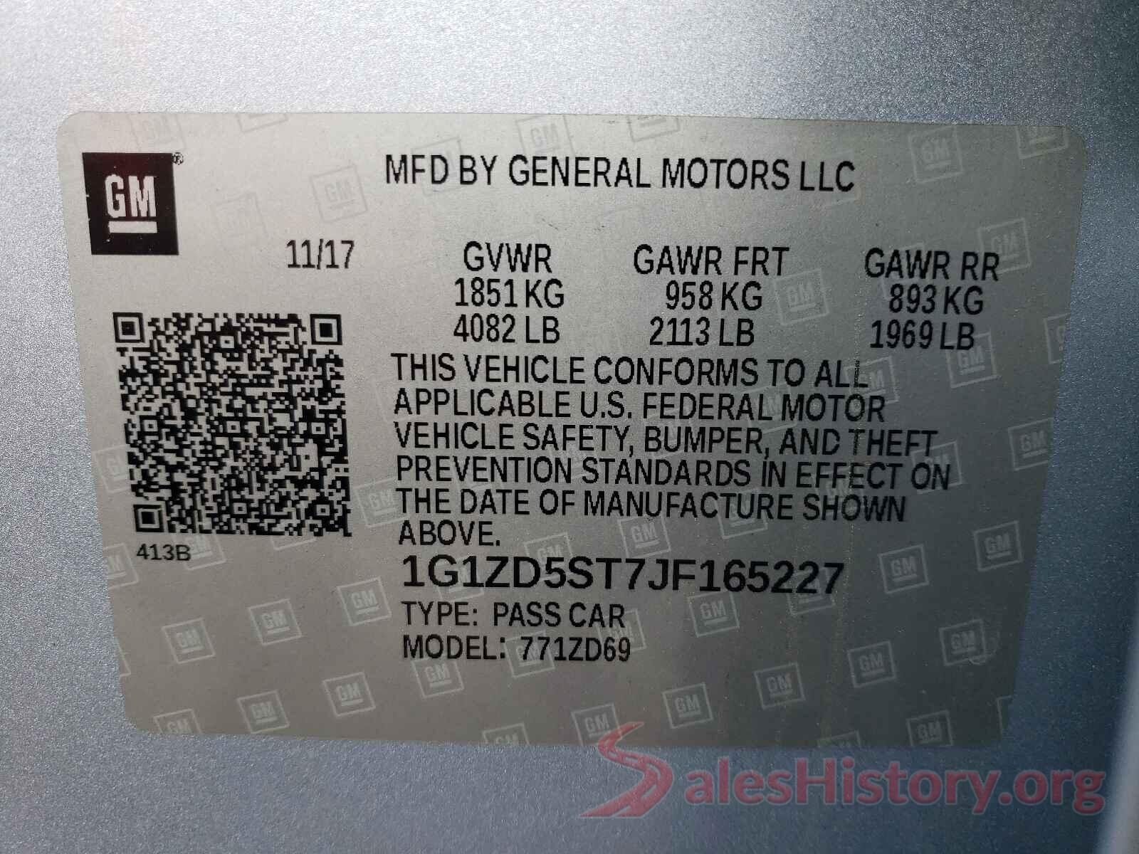 1G1ZD5ST7JF165227 2018 CHEVROLET MALIBU