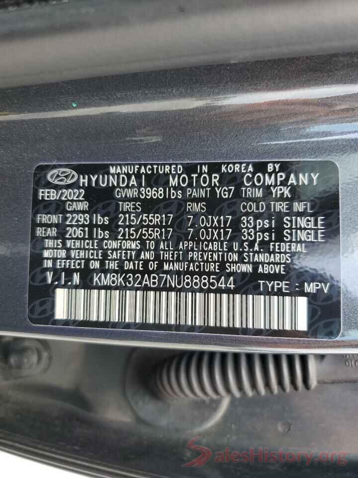 KM8K32AB7NU888544 2022 HYUNDAI KONA