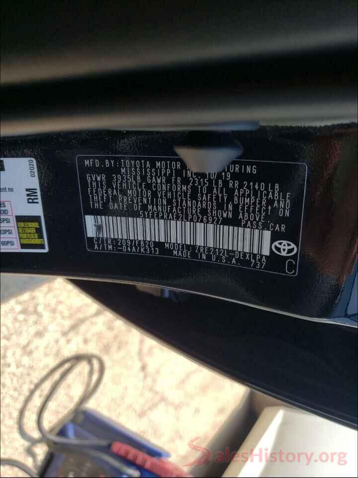 5YFEPRAE2LP076927 2020 TOYOTA COROLLA