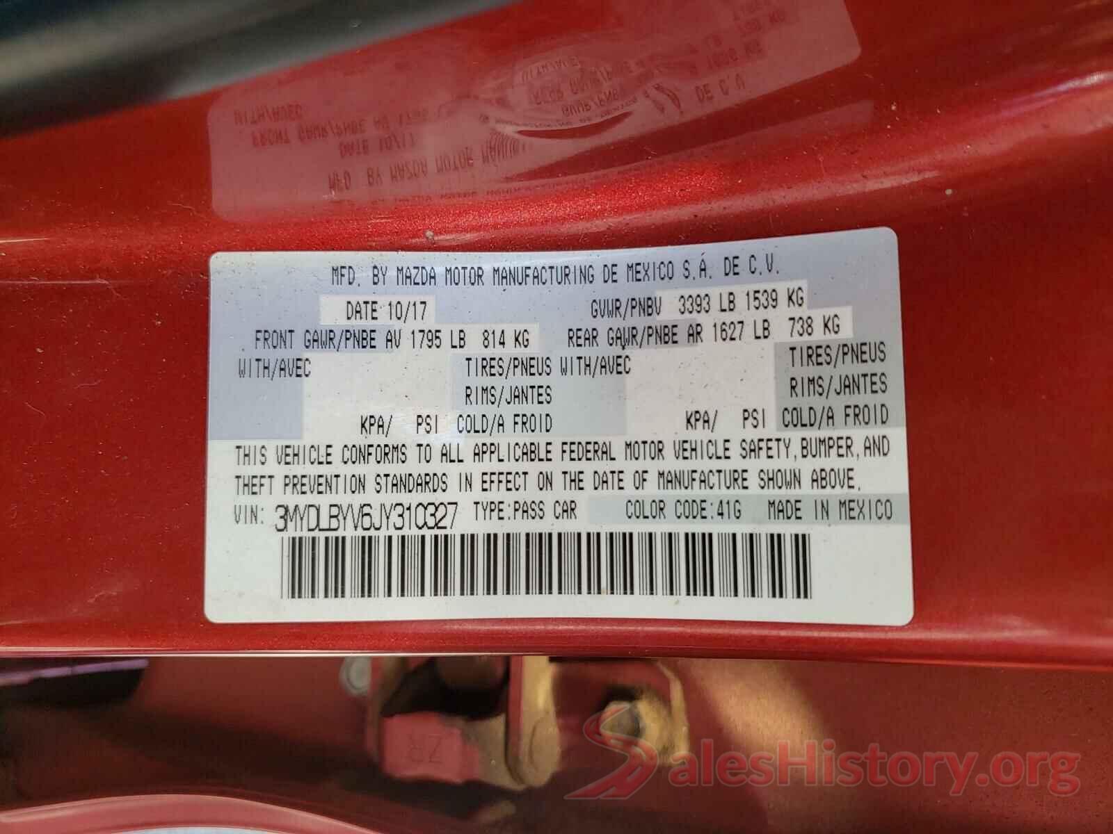 3MYDLBYV6JY310327 2018 TOYOTA YARIS