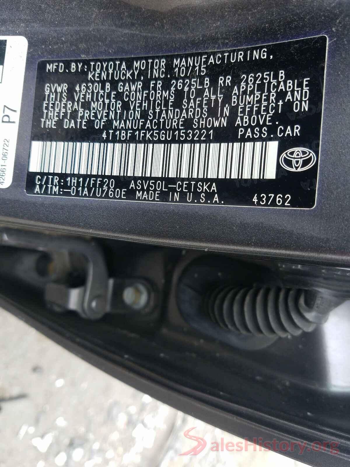 4T1BF1FK5GU153221 2016 TOYOTA CAMRY