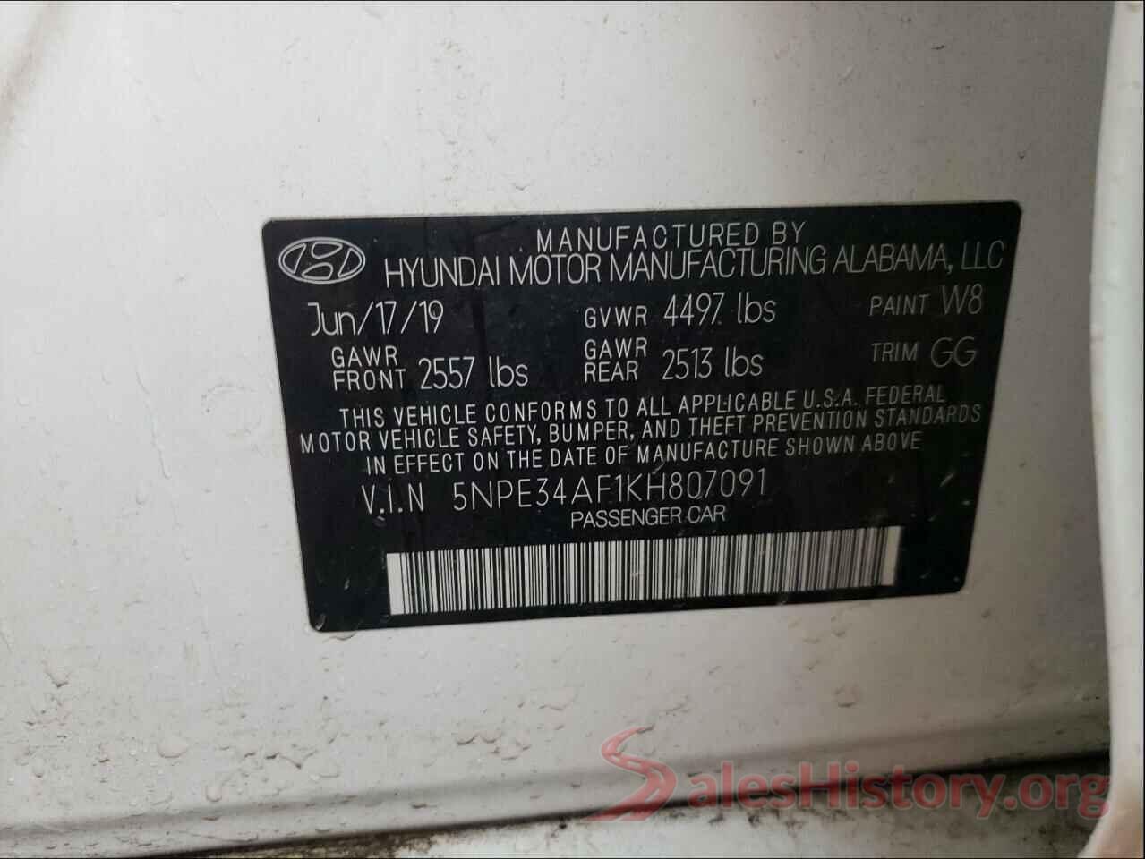 5NPE34AF1KH807091 2019 HYUNDAI SONATA