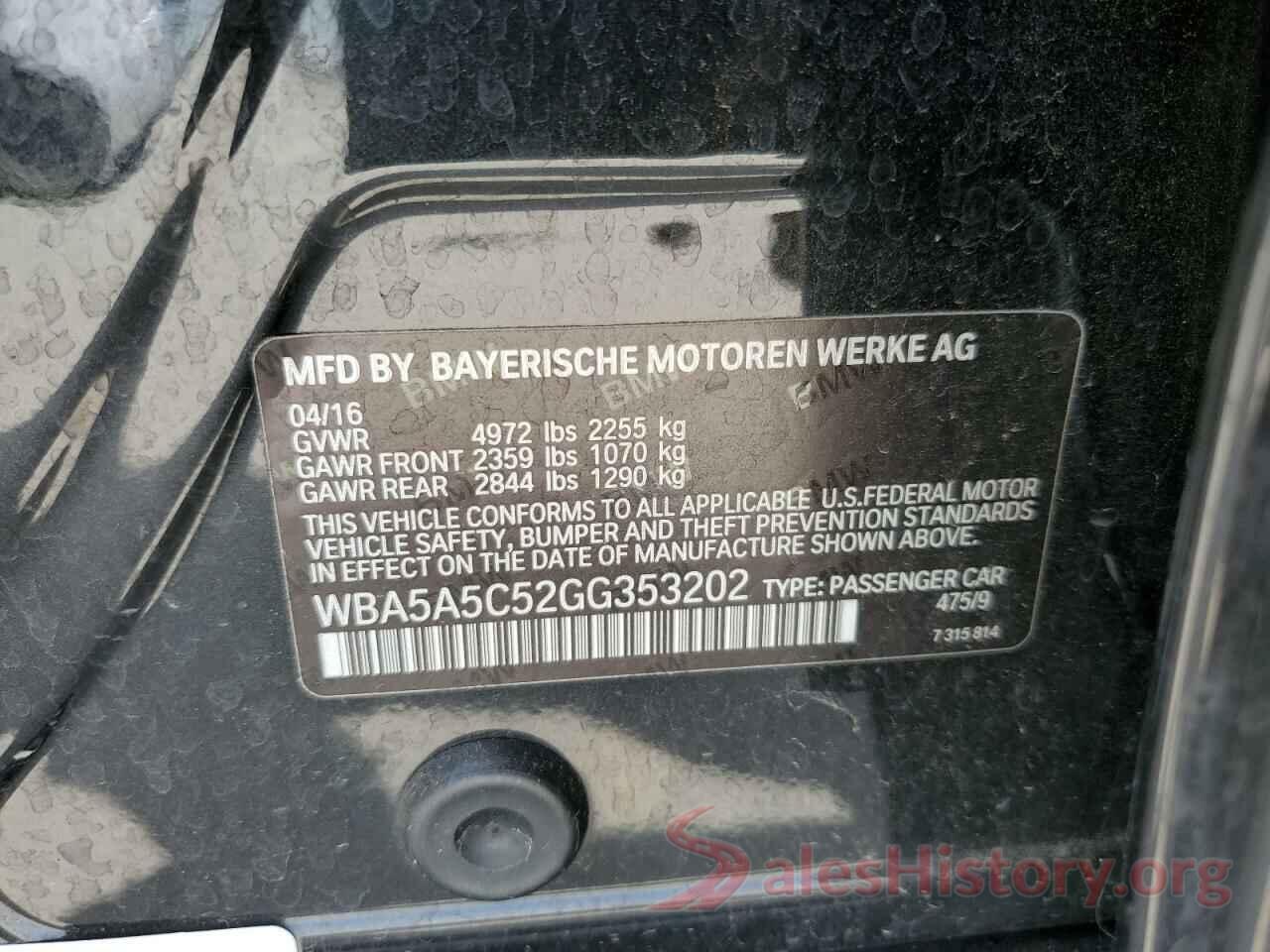 WBA5A5C52GG353202 2016 BMW 5 SERIES