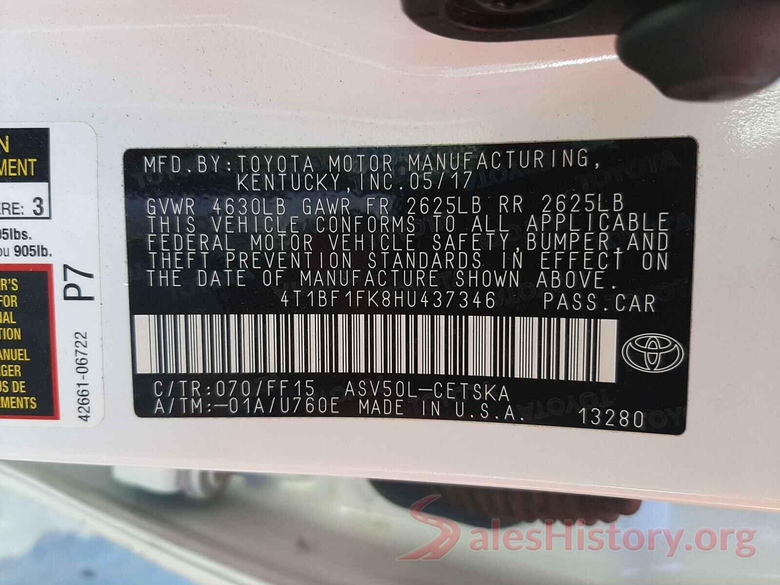 4T1BF1FK8HU437346 2017 TOYOTA CAMRY