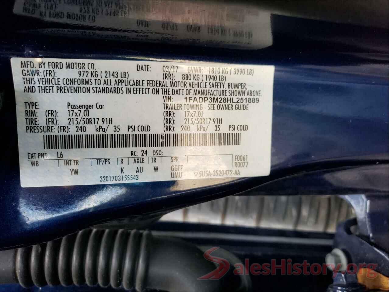 1FADP3M28HL251889 2017 FORD FOCUS